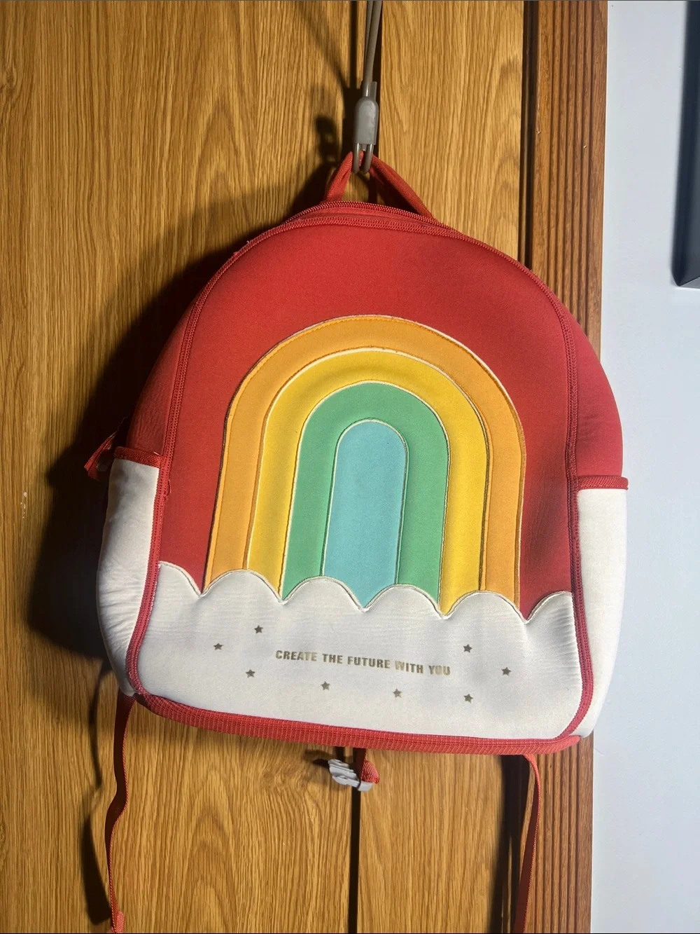 Kids Rainbow Cloud Backpack - Red with Multicolor Accent